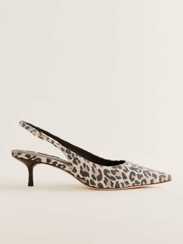 Wrenley Heeled Slingback - Leopard Suede